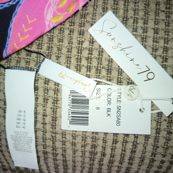 🆕Sunshine 79 REVERSIBLE Triangle Halter Bikini Top Size 8 Animal & Floral Print - Picture 7 of 12